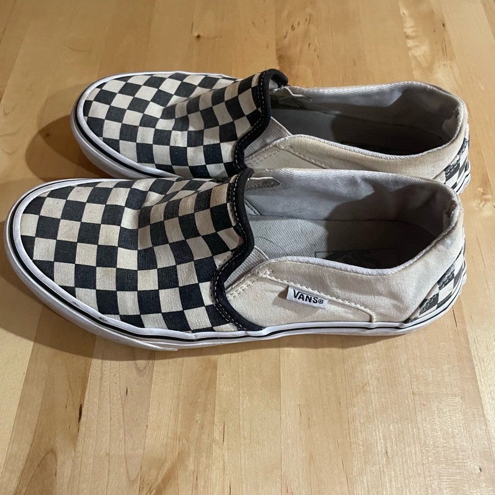 Vans Black and White Checkered Slip-On Sneakers
